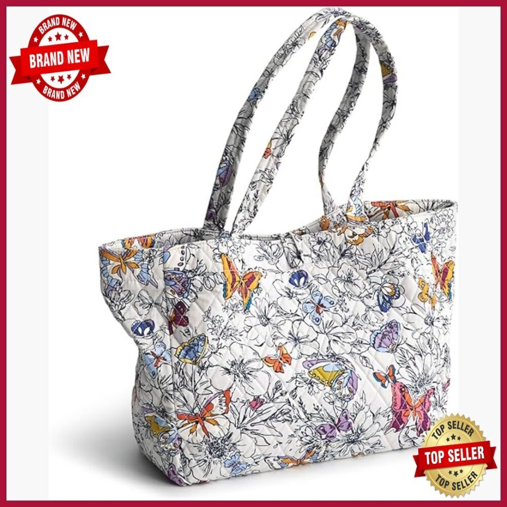 Premium Cotton Small Tote Bag, Quilted Pattern, 4 Pockets, Machine Washable